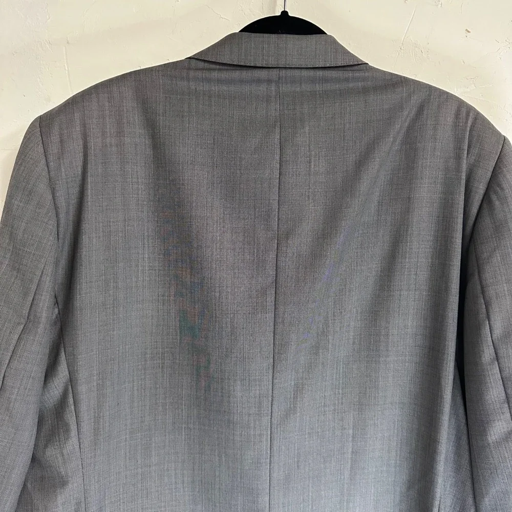 Jack Victor Elite Windowpane Wool Blazer Gray Stretch Two Button Men's Size 46R
